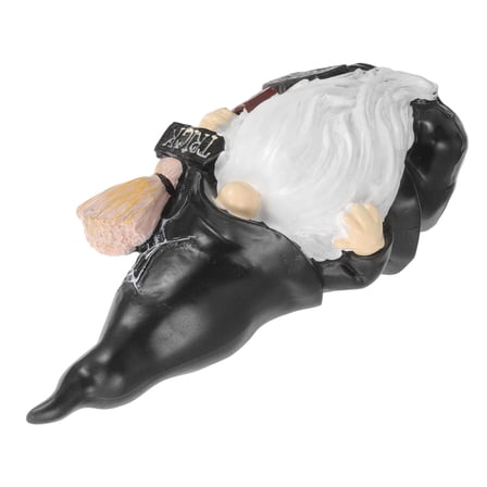 Masteelf Garden Gnome Statue Outdoor Decor Resin Handicraft Ornament for Home Black 6.3 Inches