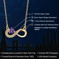 thumbnail image 2 of Gem Stone King 18K Yellow Gold Plated Silver Purple Amethyst Infinity Pendant Necklace for Women (0.34 Cttw, Heart Shape 4MM, with 18 inch Silver Chain), 2 of 6
