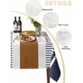 thumbnail image 2 of Modern Brown Blue Table Cloth, Boho Contemporary Geometric Striped Waterproof Tablecloth for Square Tables, Reusable Washable Fabric Table Cover for Restaurant Kitchen Dining Tables 54"x54", 2 of 6