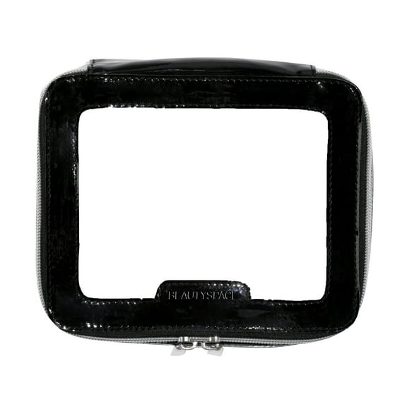BEAUTYSPACE Black Color Piped Clear Travel Bag