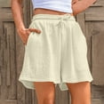 thumbnail image 2 of Tnhcen Women's Elastic Waist Drawstring Shorts - Cotton Linen Blend Loose Fit Workout Shorts with Pockets Pre-Washed Cotton Feel S-2XL for Women, 2 of 6