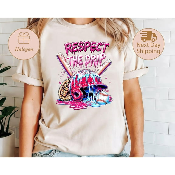 Respect The Drip Baseball T-Shirt, Baseball Dripping Ice Cream Shirt, Trendy Baseball Shirt, Baseball Game Day Tee, Baseball Mom Shirt