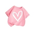 thumbnail image 2 of SGMVNU 2 Pack Girl's T Shirts Fashion Summer Short Sleeve Heart Print Graphic Tees Casual Loose Fit Basic Top, Size 7-8 Years, Pink & White, 2 of 5
