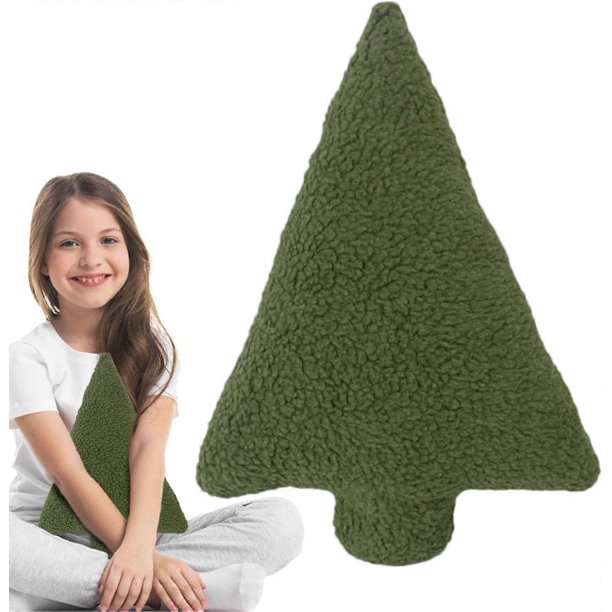 Cojín de árbol de Navidad, cojín decorativo de árbol de Navidad, cojines de árbol de Navidad con un toque navideño, cojín relleno con forma de árbol, decoración navideña, cojín bonito.