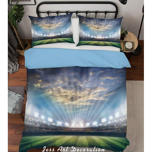 Ensemble de Housse de Couette Terrain de Football 3D Ensemble de Literie Taies d'Oreiller 202