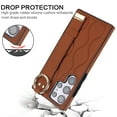 thumbnail image 3 of Allytechgroup Galaxy S24 Ultra Case with Keychain, Luxury Girly PU Leather Back Cover Bracket Stand Shockproof Bumper Drop Proof Phone Case Cover for Samsung Galaxy S24 Ultra, Brown, 3 of 8