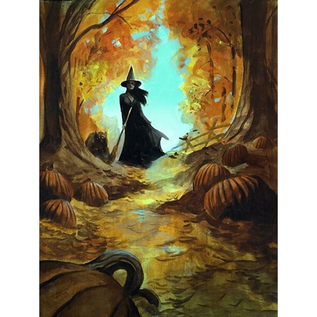 Diamond Painting (DB0771) 5D DIY Calabaza Bosque Bruja Square Kit Craft 40x50cm Hugtrwg Para estrenar