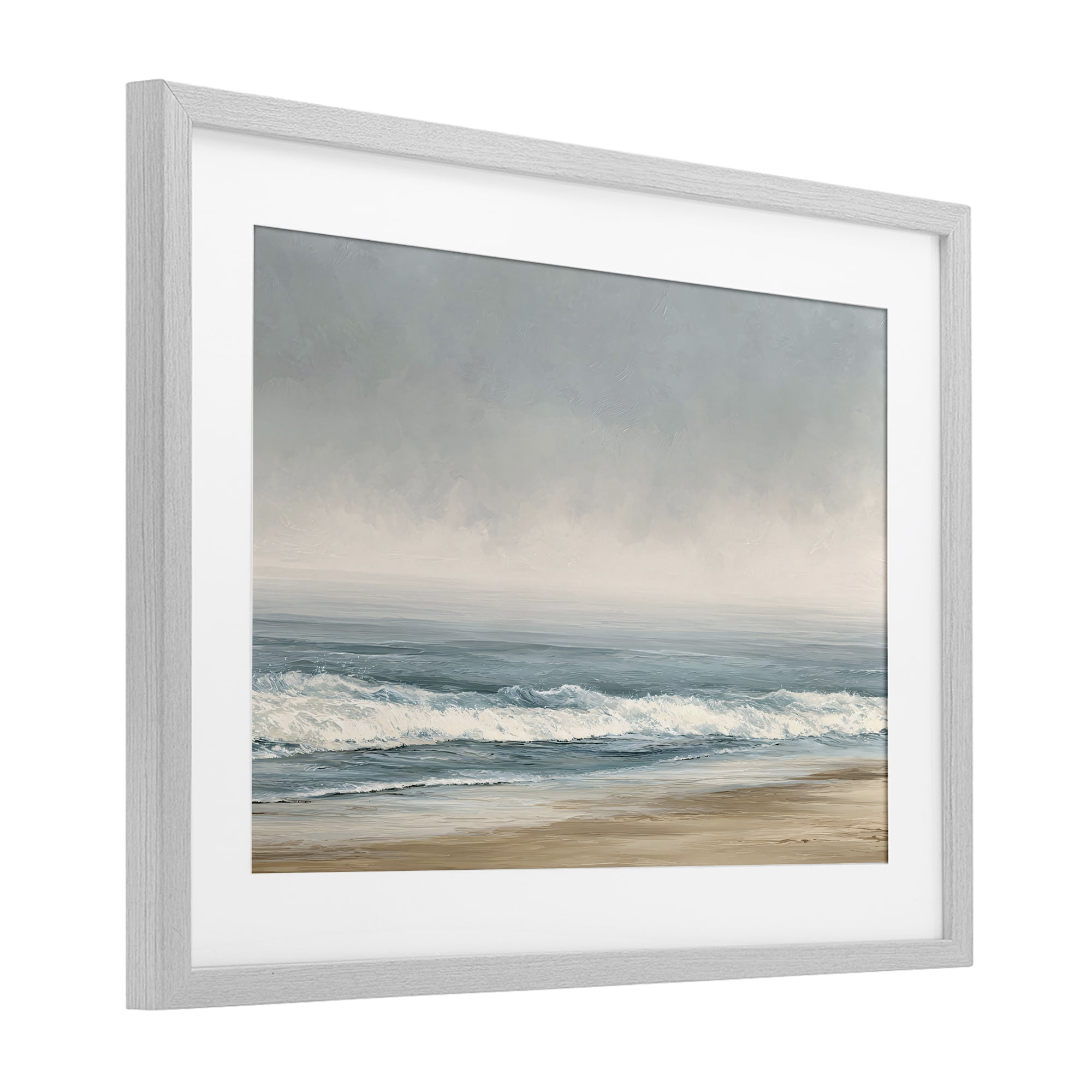 Stupell Industries Tranquil Mist Beachscape Gray Framed Print Under Glass, design by Jacky Ngan