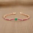 thumbnail image 3 of 925 Silver Lab Ruby Round With Lab Emerald Heart And White Zirconia Tennis Bracelet,July Birthstone Bracelet,Layering Bracelet For Women, 3 of 3