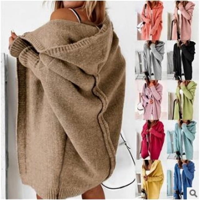 Cárdigan informal para mujer, sudadera con capucha suave, suéter de punto de gran tamaño, moda y cálido