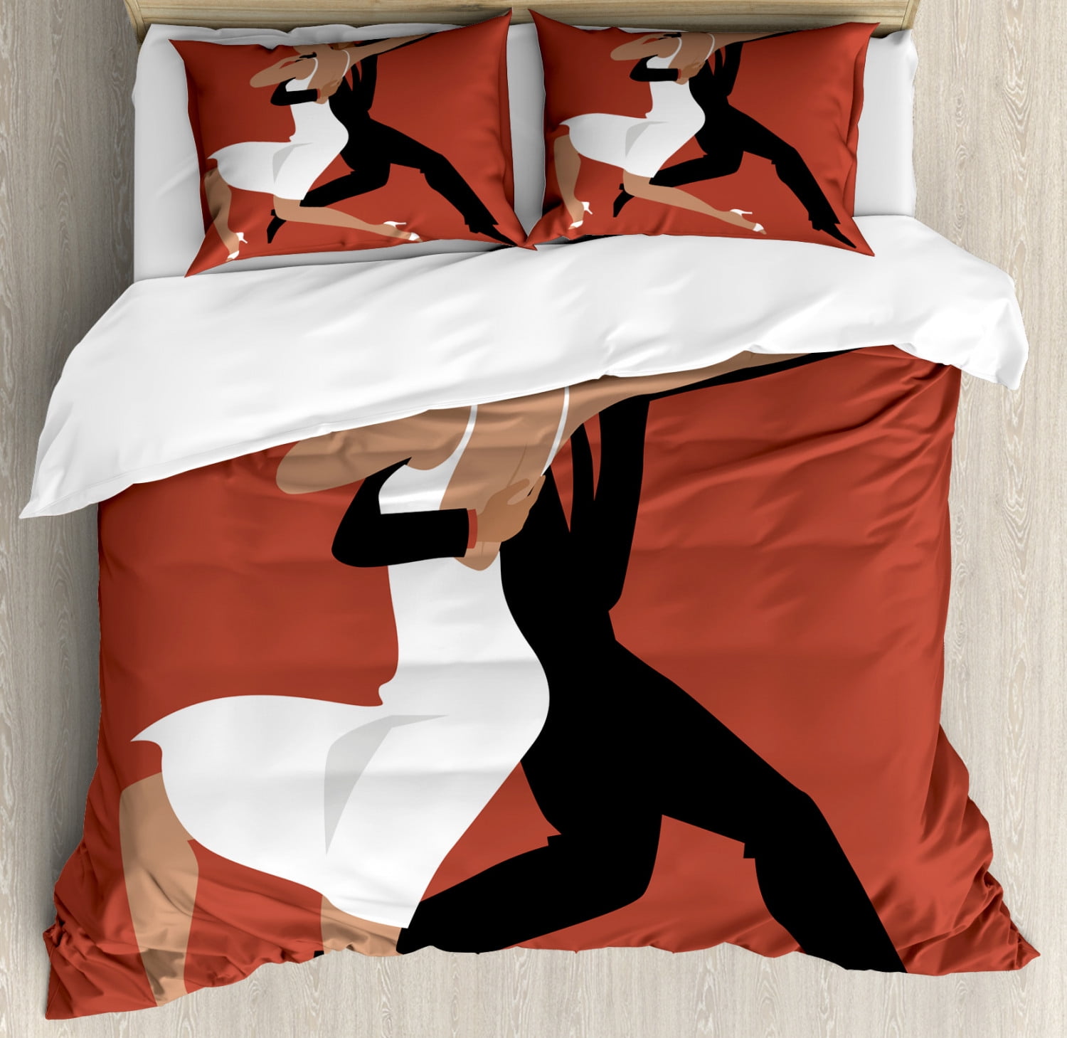Spanish Duvet Cover Set King Size, Latin Couple Performing Tango