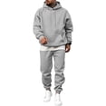 thumbnail image 2 of Delconic Mens Fleece Lined Hoodie and Sweatpants Set Loose Fit Pullover Hooded Sweatshirt Jogger Pants Two Piece Tracksuit Light Gray M, 2 of 6
