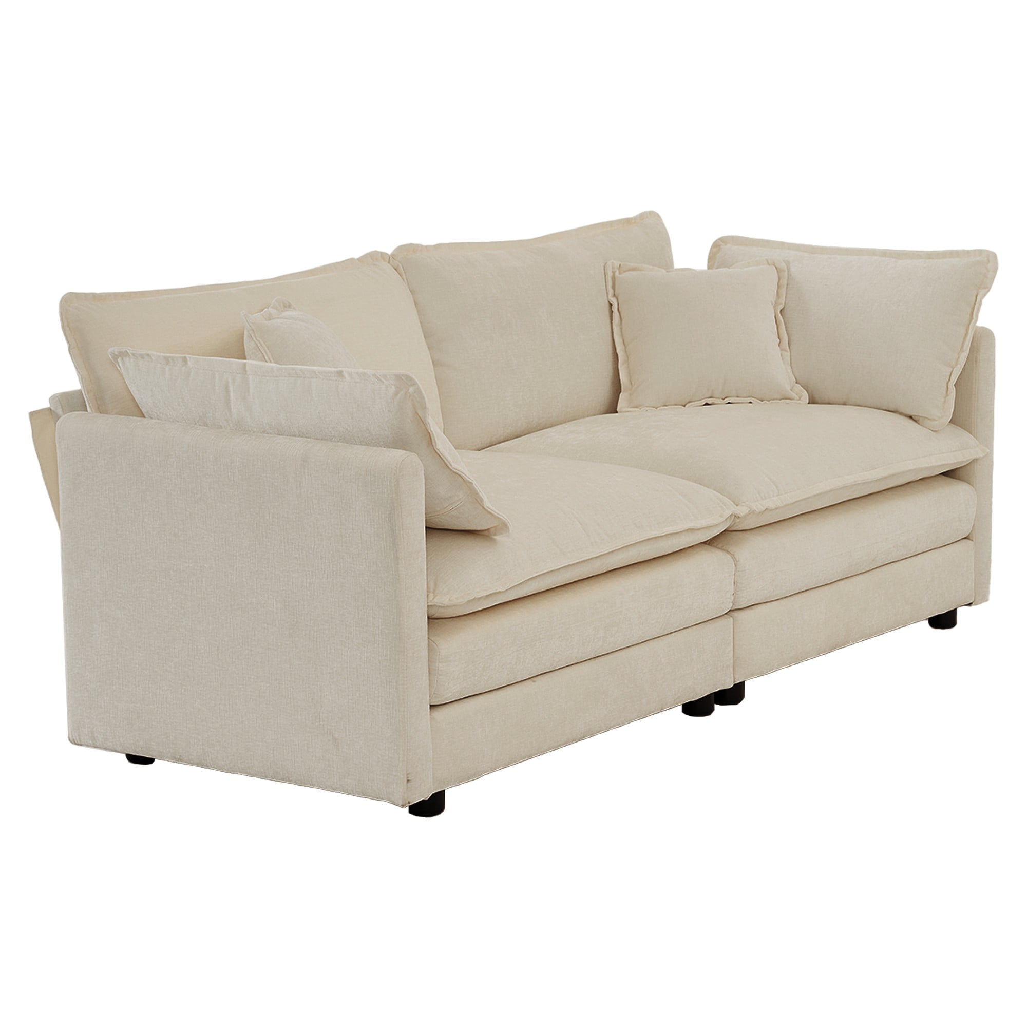 2 - Piece Living Room Set, 2 Pieces Upholstered Loveseat and Couch for Home Office Lounge, Sofa Set of 2, 2-Piece (2+2 Seat) Couch Set for Living Room (Beige)