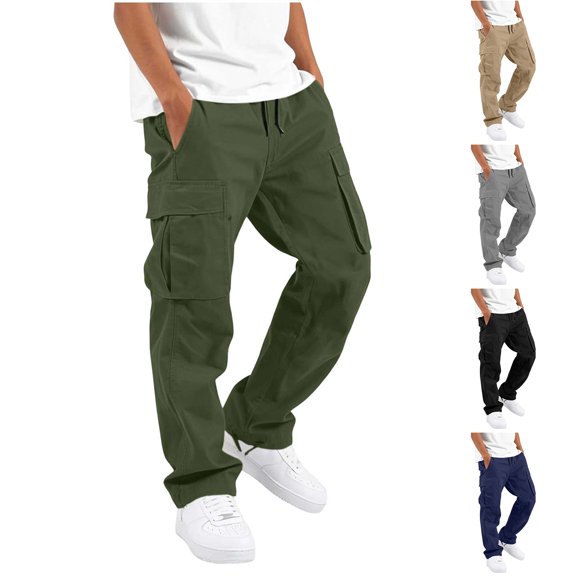 Falkdiz Boys Cotton Pants Sport Straight Leg Pockets Pantalones Cargo Trendy Drawstring Trousers for Boys Relaxed fit, Army Green, Size: 5-6 Years