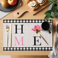 thumbnail image 2 of Farmhouse HOME Placemats Set of 4 Pink Tulip Black White Plaid Wooden Place Mats Indoor Wipeable Table Mats Washable Cloth Dining Table Placemats for Kitchen Holiday Party Home Decor 13x19 Inch, 2 of 9