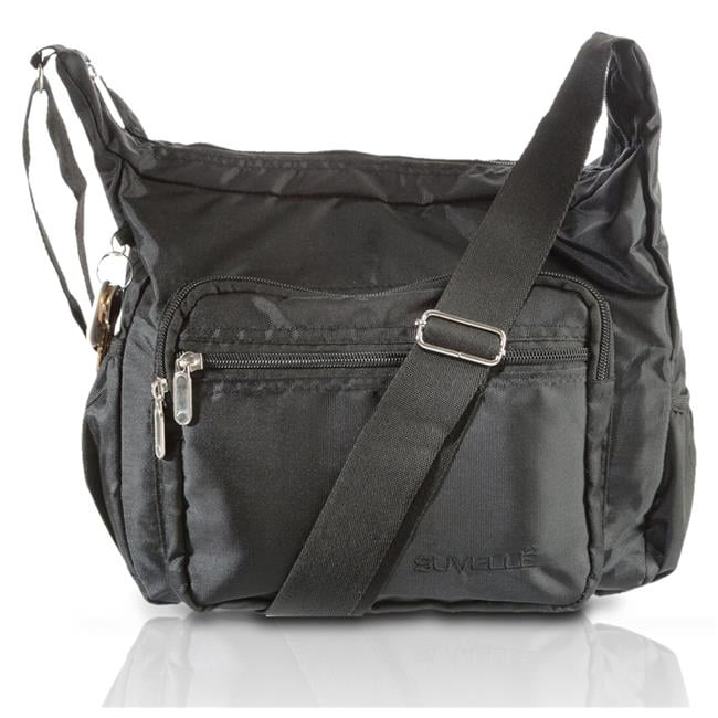 Suvelle S9020BK Hobo Travel Crossbody Bag Shoulder Handbag Multi Pocket Nylon Purse - Black ...