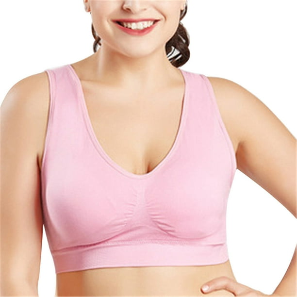Seamless Bra Wireless Push up Lingerie Plus Size Breathable Bra Plus Yoga  Sport Underwear, Pink, 3XL 