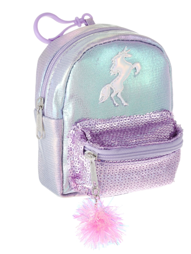 Wonder Nation Purple Unicorn Mini Backpack Zip Pouch Keychain for
