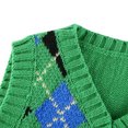 thumbnail image 3 of Woman?s Retro Knitted Bare Midriff Waistcoat, Diamond Pattern Ribbing Elastic Slim V-neck Sleeveless Sweater, Daily Life, 3 of 6