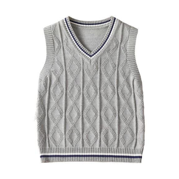 Ultrave Boys Uniform Cable Knit Vest V Neck Sleeveless Sweater Waistcoat for School Layering Trendy Clothes 18M-9Y