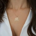 thumbnail image 3 of TURANDOSS Old English Initial Necklace for Women, Dainty Gothic Letter Necklace Old English Jewelry 14k Gold Plated Tiny Letter Necklace Initial Necklace Gifts for Women, 3 of 6