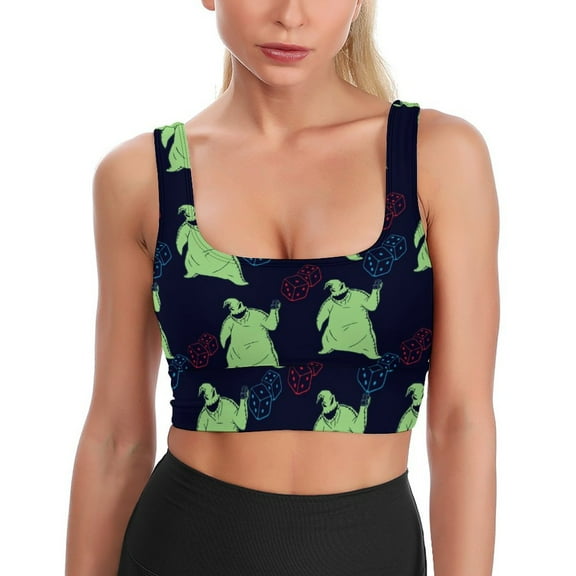 Oogie Boogie Yoga Vest Basic Racerback Fitted Crop Tops Printed Sports Bra for Women Girls 2XL