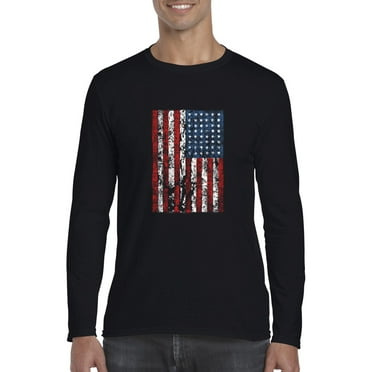 Artix - Mens Long Sleeve T-Shirts, up to Size 5XL - American Flag 4th of July