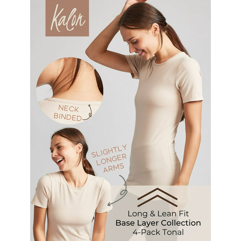 Kalon Women 4-Pack V-Neck T-Shirt Base Layer 