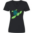 thumbnail image 3 of Inktastic Sea Turtle with swirls Women's V-Neck T-Shirt, 3 of 5