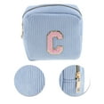 thumbnail image 4 of Unique Bargains 1 Pc Letter C Pattern Makeup Bag for Travel Blue Corduroy, 4 of 6