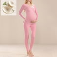 thumbnail image 2 of ZACPNCV Women Maternity Pajama Set Nursing Pjs Double Layer Long Sleeve Top & Pants Breastfeeding Pregnancy Set with Pockets Pink 2XL, 2 of 7