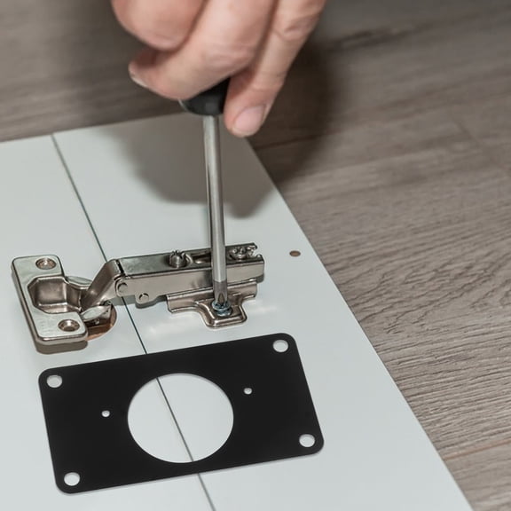 GOOHOCHY 1 Set Kitchen Cabinet Door Hinge Repair Plates Stainless Steel Kit