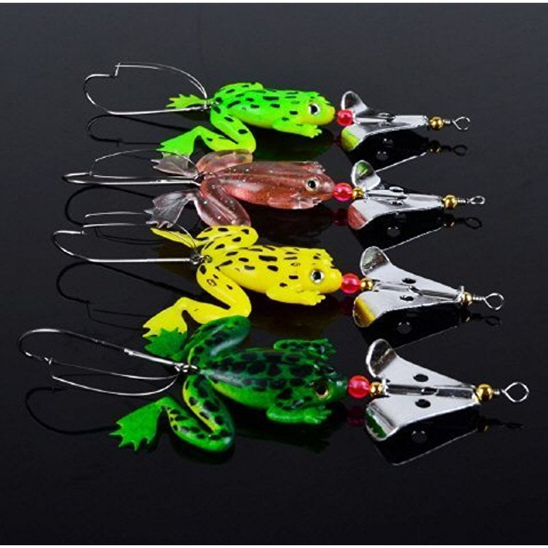 Lot 4pcs Soft Rubber Frog Fishing Lures Bass CrankBait Tackle Baits