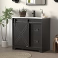 thumbnail image 3 of Eclife 36 inch Farmhouse Bathroom Vanity with Sliding Barn Door and Integrated Sink Top, 3 of 9