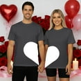 thumbnail image 2 of KHONTS Valentine's Day T Shirts for Men and Women Couple Patchwork Heart Printed Tops Crew Neck Short Sleeve Sweat Tees Men-Grey XXL, 2 of 4