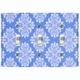 thumbnail image 1 of Metal Light Switch Plate Outlet Cover (Victorian Damask Flower Blue Pastel Pattern - Triple Toggle), 1 of 2