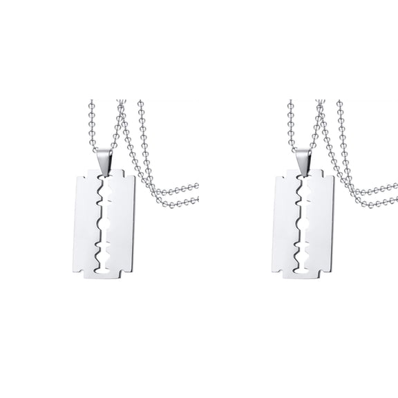 Men's Stainless Steel Blade Pendant And Chain Necklace, Silver