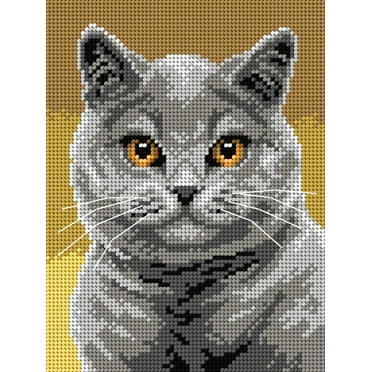Needlepoint canvas for halfstitch without yarn British Shorthair 3356F
