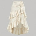 thumbnail image 5 of LWavelet Ruched Tiered Ruffled Asymmetrical Midi Skirt Women Daily Casual Flowy Stylish Bottoms Beige L, 5 of 5