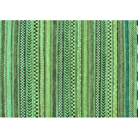 Ahgly Company Indoor Rectangle Oriental Turquoise Blue Modern Area Rugs, 2' x 5'