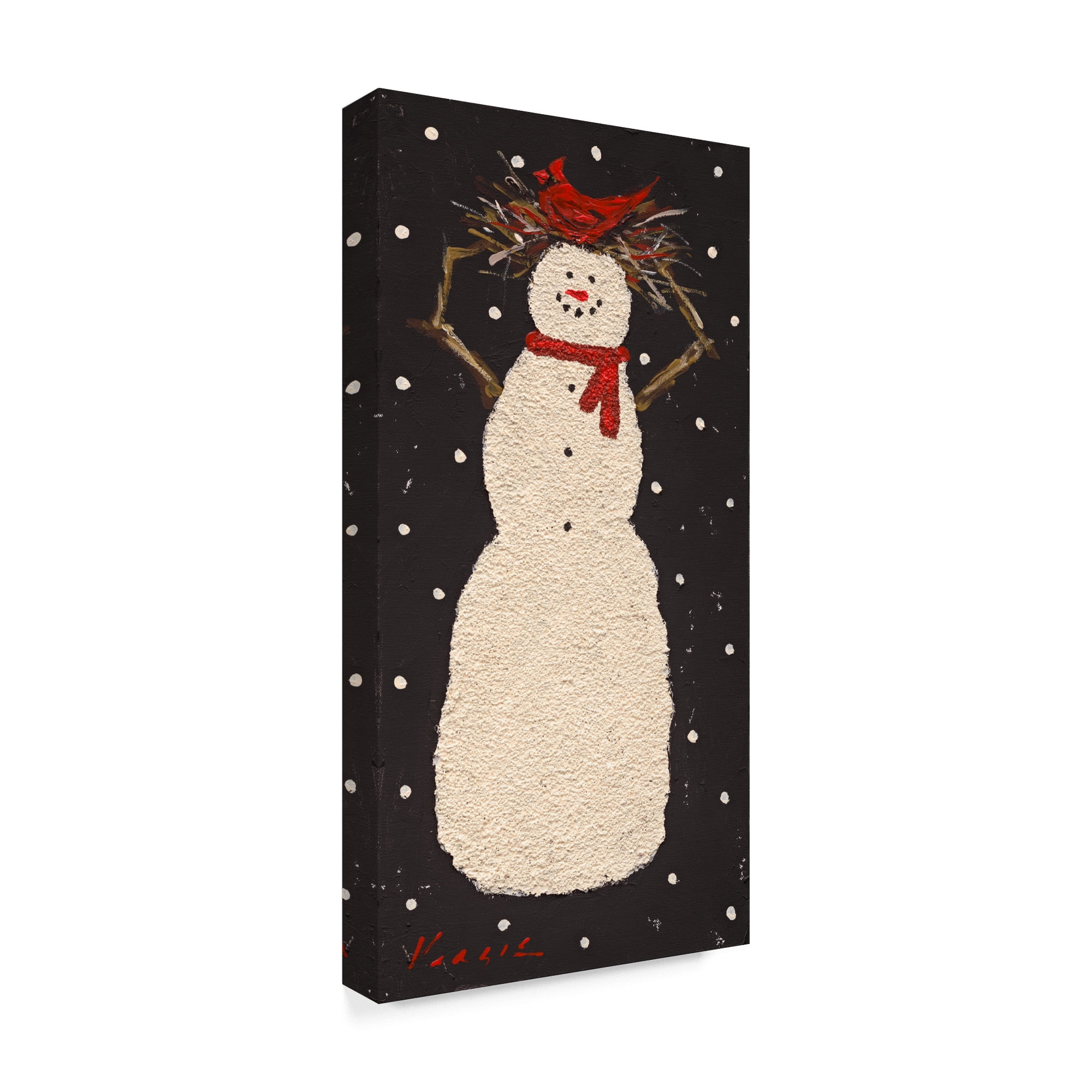 Trademark Fine Art 'Short Snowman With Cardinal' Canvas Art by Mary Miller Veazie