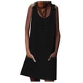 thumbnail image 2 of SMihono Robe d'Été Grande Taille pour Femmes 2023 Été Confortable Décontractée Sans Manches Col Rond avec Boutons et Poches Robe Courte, 2 of 6