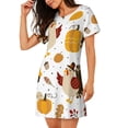 thumbnail image 2 of Yiaed Happy Thanksgiving Print Women's Loose-Fit Short Sleeve Nightgown, Soft and Comfortable Sleep Dress for Relaxation and Sleepwear, 2 of 6