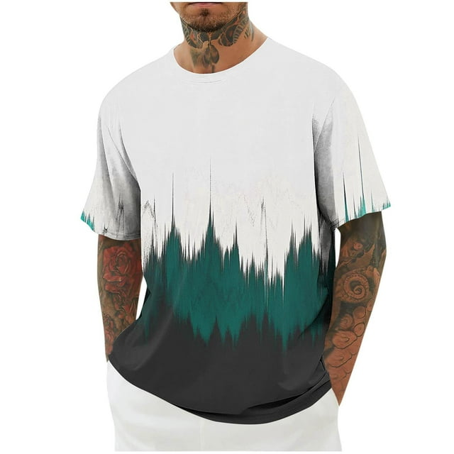 Styesk T-Shirts pour Homme Imprimé Col Rond Mode Décontractée Manches Courtes Blouses