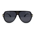 thumbnail image 2 of Mens Luxury Rich Mogul Flat Top Racer Plastic Sunglasses Black Gold - Black, 2 of 4