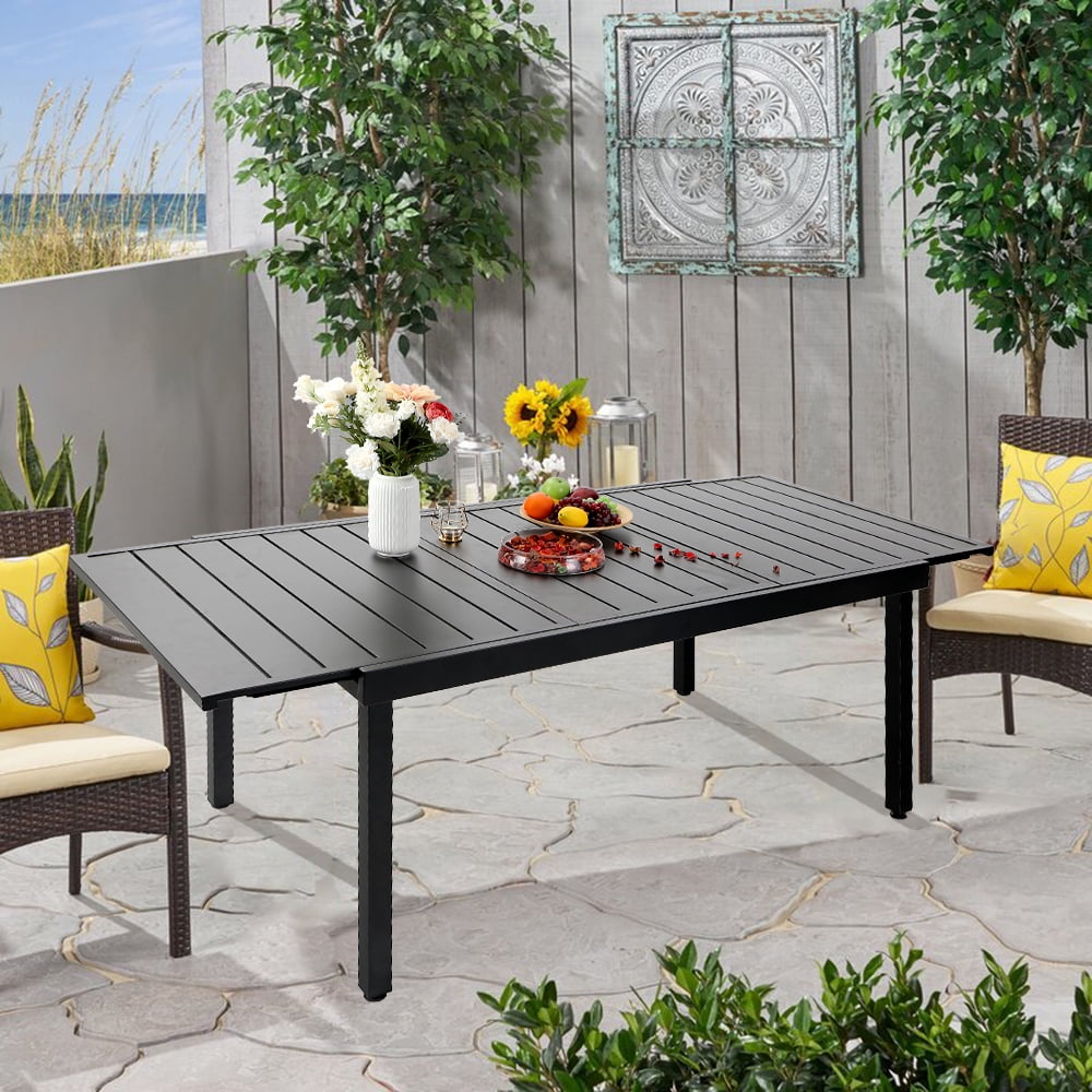 ALPHA HOME Outdoor Steel Dining Table, Black - Walmart.com - Walmart.com