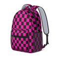 thumbnail image 2 of Pink and Black Checkered Pattern Backpack for School, Cute School Bag with Adjustable Shoulder Straps and Padded Back, 15.3"x11"x6.7", 2 of 5