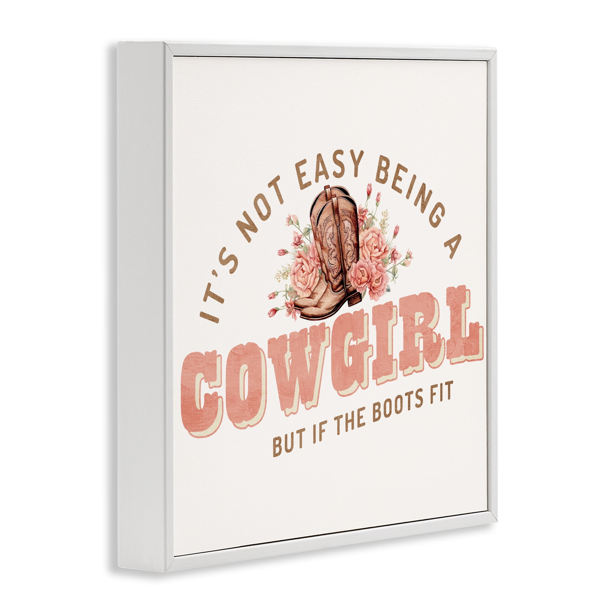 Not Easy Being Cowgirl White Framed Giclee Art, design by Kim Allen