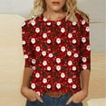thumbnail image 2 of Fashion Fall Saving LiMoi Women's Holiday Season Blouse Three Quarter Sleeve Round Neck Top with Artistic Santa Print Tees Tshirts Shirts My Items, 2 of 5