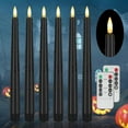 thumbnail image 2 of Dripless Black Flameless Taper Candles Flickering, 9.6" Real Wax LED Halloween Candles with Remote & Timer, 10 Pack Battery Operated, 2 of 9